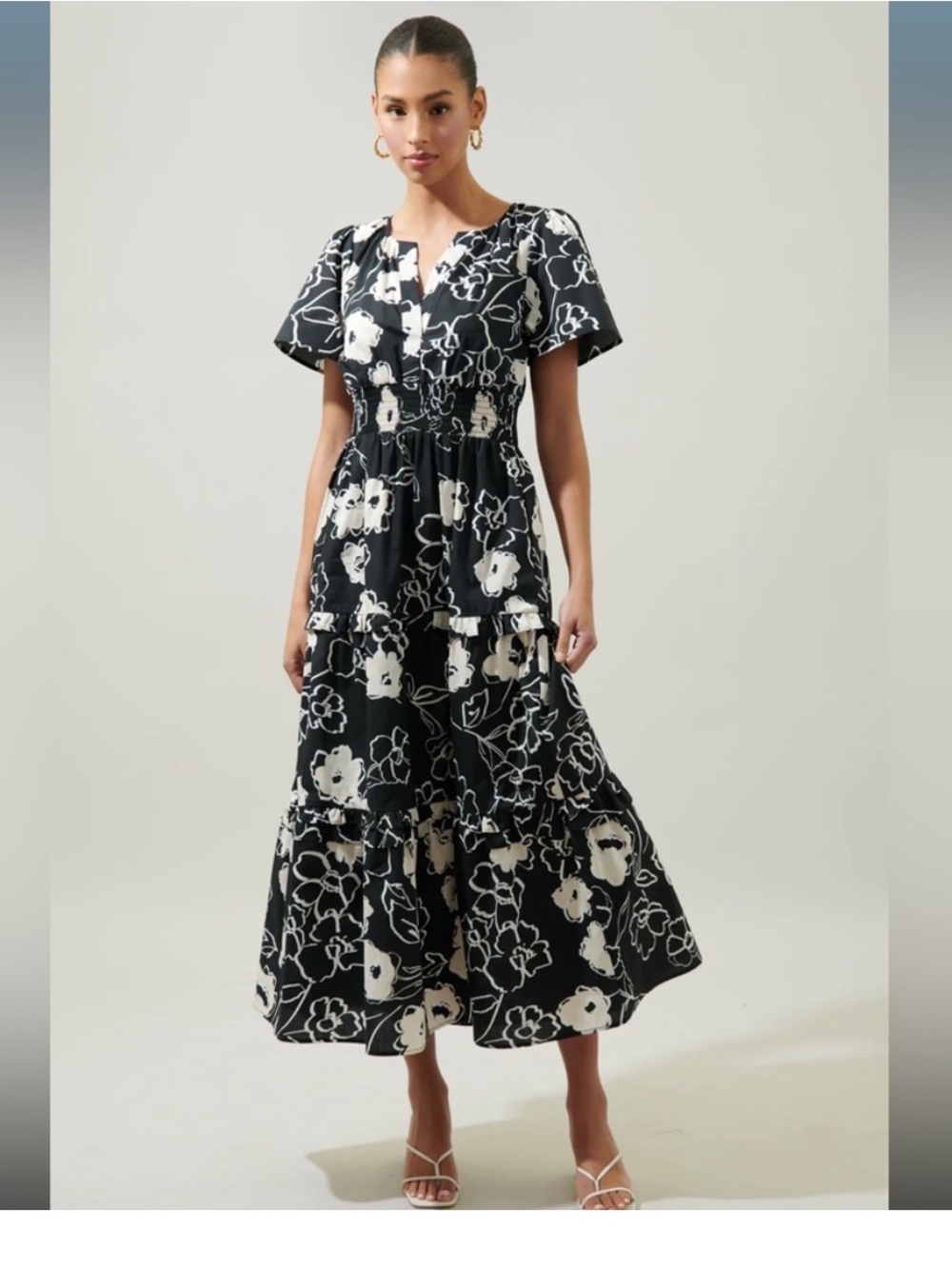 Sugarlips Palmer floral tiered maxi dress sz M